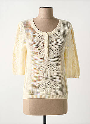 Pull maille ajourée manches 3/4 beige C'EST BEAU LA VIE femme