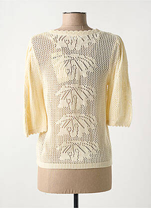 Pull maille ajourée manches 3/4 beige C'EST BEAU LA VIE femme