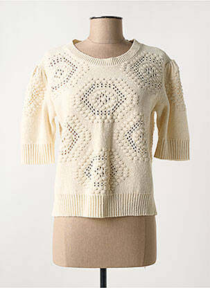 Pull coupe cintrée manches courtes beige C'EST BEAU LA VIE femme