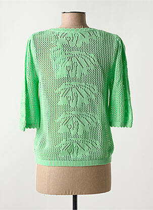 Pull maille ajourée manches 3/4 vert C'EST BEAU LA VIE femme