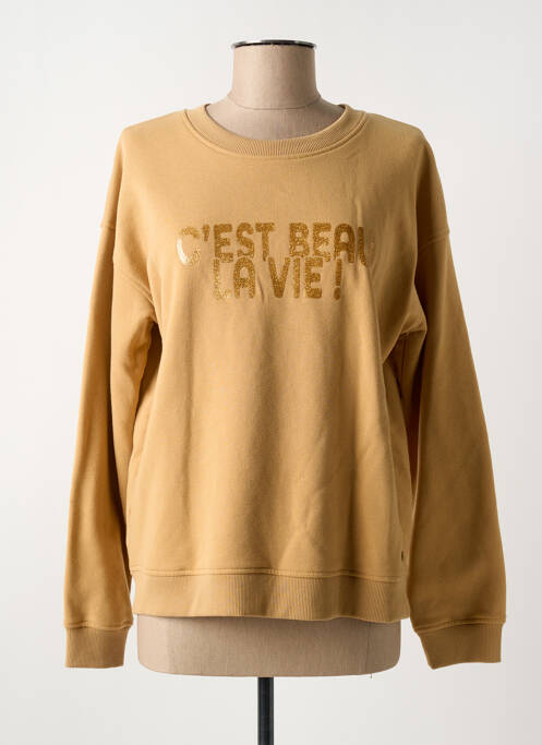 Sweat-shirt stretch manches longues marron C'EST BEAU LA VIE femme