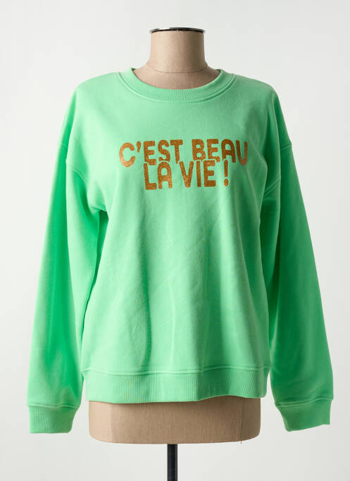 Sweat-shirt stretch manches longues vert C'EST BEAU LA VIE femme