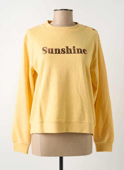 Sweat-shirt tissage jersey manches longues jaune C'EST BEAU LA VIE femme
