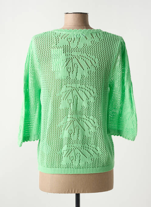 Pull maille ajourée manches 3/4 vert C'EST BEAU LA VIE femme