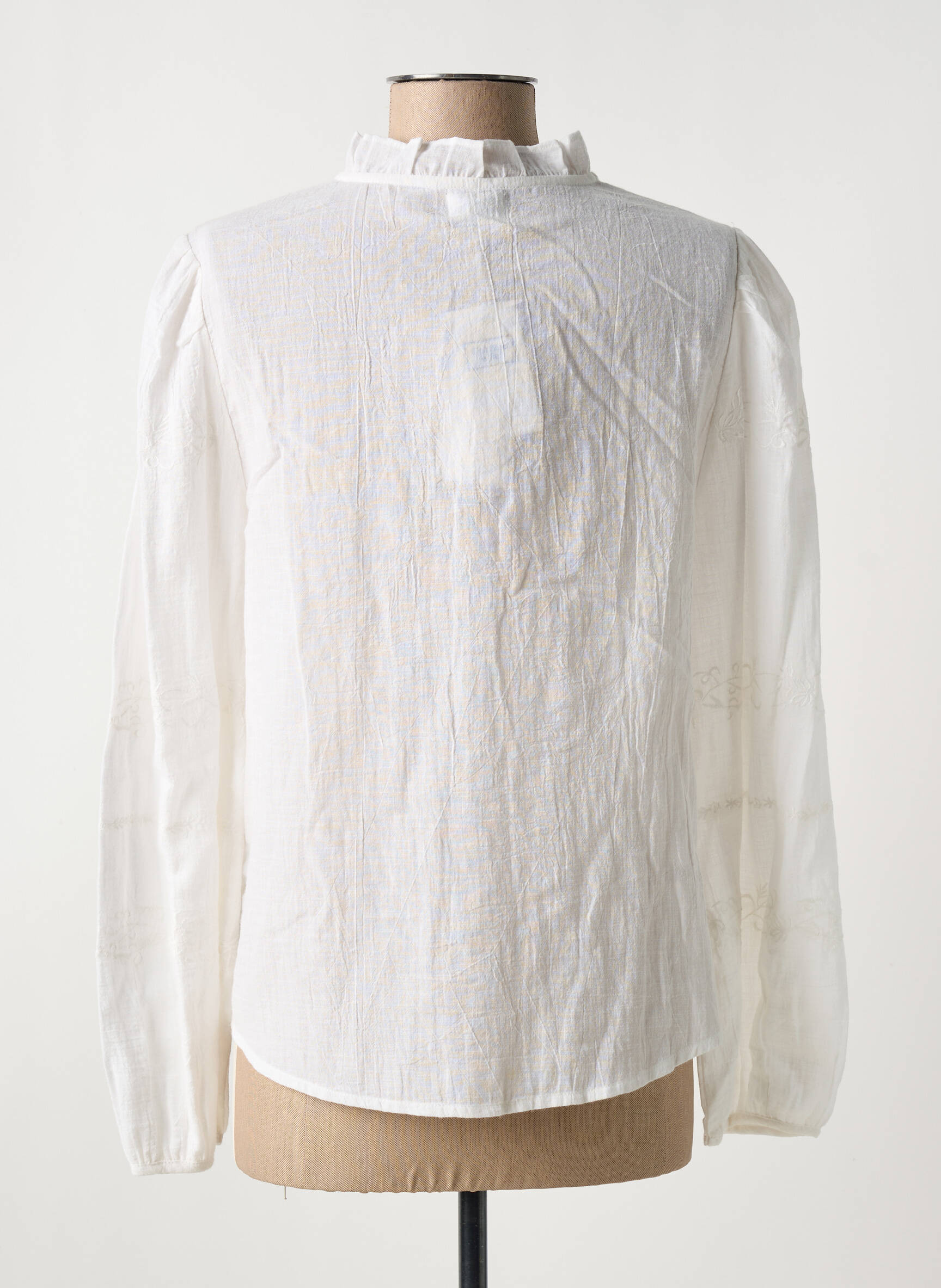Chemise blanche brodée femme élégante S-XL