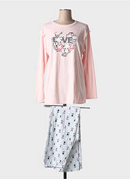 Pyjama coupe droite rose MASSANA femme
