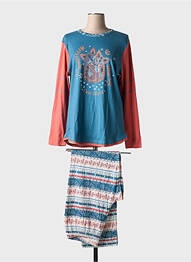 Pyjama coupe droite bleu MASSANA femme