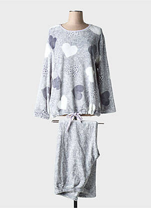Pyjama coupe droite gris MASSANA femme