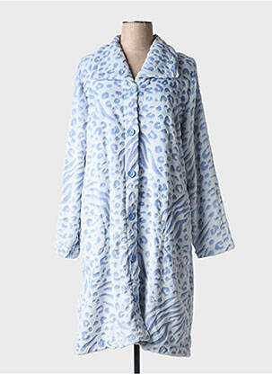 Robe de chambre col v bleu MASSANA femme