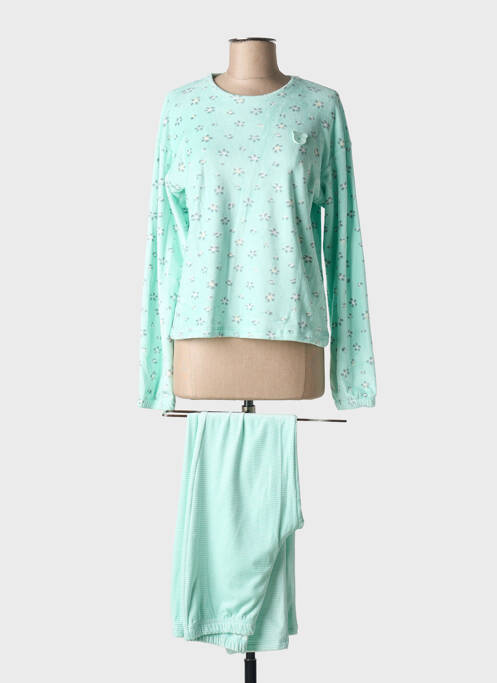 Pyjama coupe droite vert MASSANA femme