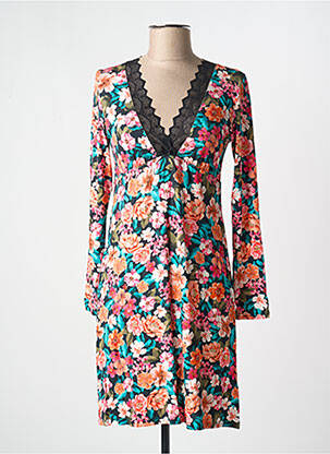 Chemise de nuit imprimé fleurs noir ANTIGEL femme