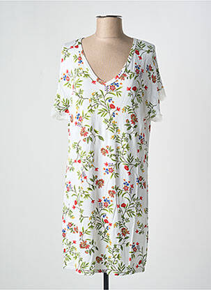 Chemise de nuit imprimé fleurs blanc ANTIGEL femme