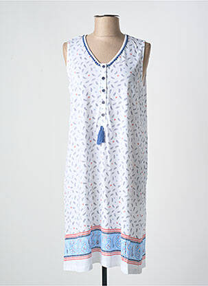Chemise de nuit col v blanc EGATEX femme