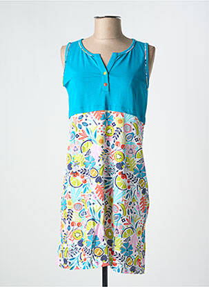 Chemise de nuit imprimé fantaisie bleu MASSANA femme