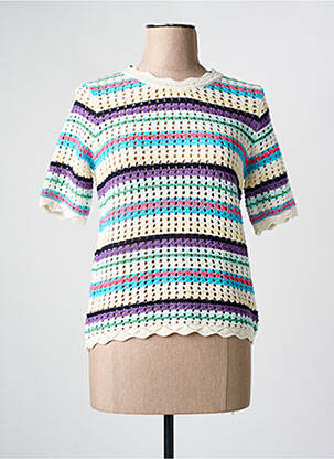 Pull coupe droite manches courtes beige JULIE GUERLANDE femme