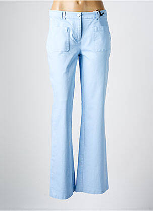 Pantalon droit fermeture zippée sous rabat boutonné bleu JULIE GUERLANDE femme