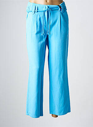 Pantalon droit tissage popeline taille normale bleu JULIE GUERLANDE femme