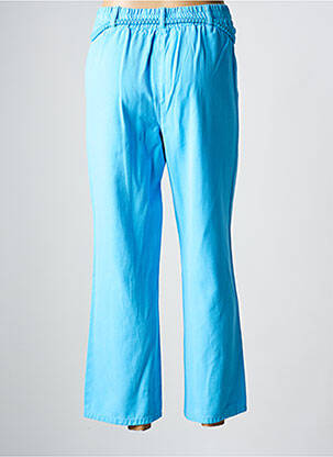 Pantalon droit tissage popeline taille normale bleu JULIE GUERLANDE femme