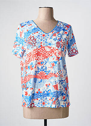 T-shirt imprimé fantaisie manches courtes bleu JULIE GUERLANDE femme