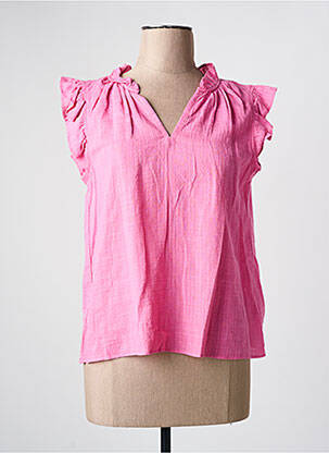 Blouse col v sans manche rose JULIE GUERLANDE femme