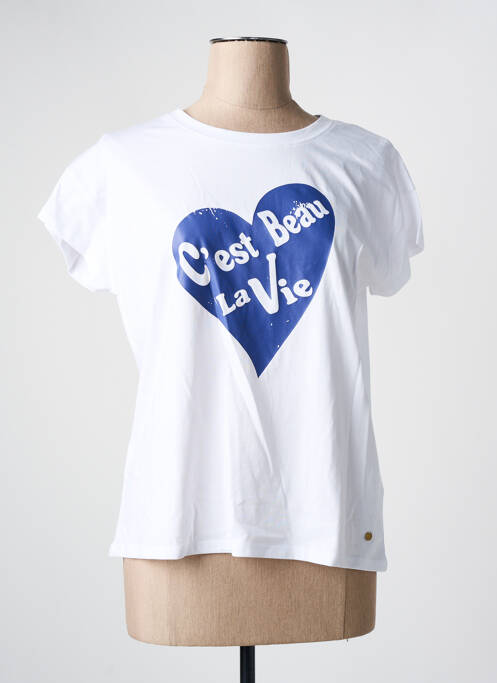 T-shirt coupe droite manches courtes blanc C'EST BEAU LA VIE femme