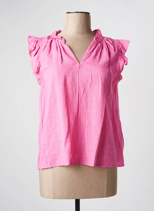 Blouse col v sans manche rose JULIE GUERLANDE femme