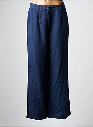 Pantalon large fermeture zippée sous rabat boutonné bleu JULIE GUERLANDE femme