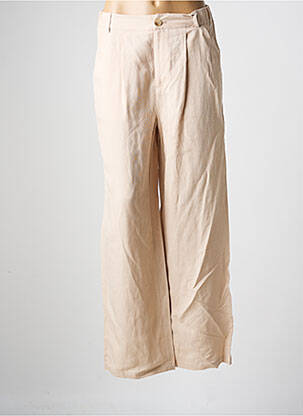 Pantalon droit fermeture zippée sous rabat boutonné beige C'EST BEAU LA VIE femme
