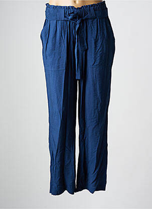Pantalon droit taille élastique bleu C'EST BEAU LA VIE femme