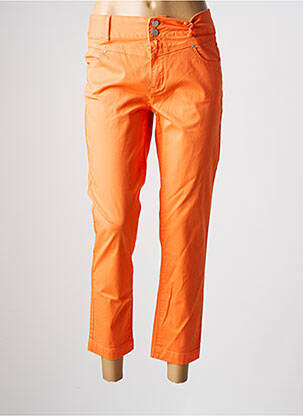 Pantalon 7/8 fermeture zippée sous rabat boutonné orange C'EST BEAU LA VIE femme