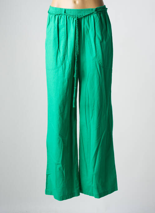 Pantalon droit taille élastique vert C'EST BEAU LA VIE femme