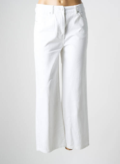 Pantalon droit fermeture zippée sous rabat boutonné blanc C'EST BEAU LA VIE femme