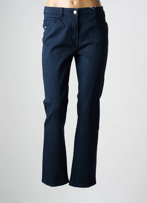 Pantalon droit fermeture zippée sous rabat boutonné bleu C'EST BEAU LA VIE femme