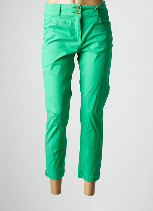 Pantalon 7/8 fermeture zippée sous rabat boutonné vert C'EST BEAU LA VIE femme