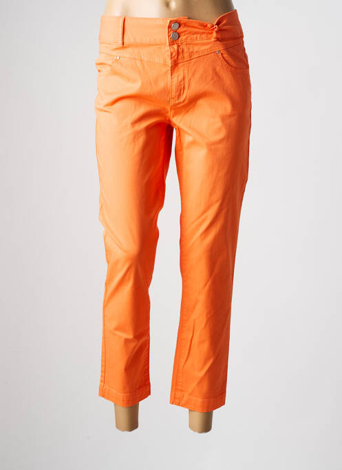 Pantalon 7/8 fermeture zippée sous rabat boutonné orange C'EST BEAU LA VIE femme
