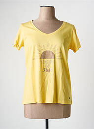 T-shirt col v manches courtes jaune C'EST BEAU LA VIE femme