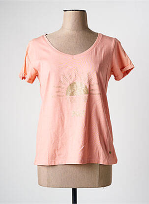 T-shirt col v manches courtes rose C'EST BEAU LA VIE femme