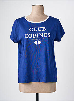 T-shirt sérigraphie manches courtes bleu C'EST BEAU LA VIE femme