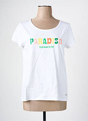 T-shirt sérigraphie manches courtes blanc C'EST BEAU LA VIE femme