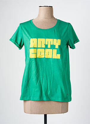 T-shirt sérigraphie manches courtes vert C'EST BEAU LA VIE femme