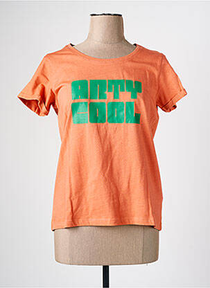 T-shirt sérigraphie manches courtes orange C'EST BEAU LA VIE femme