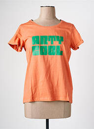T-shirt sérigraphie manches courtes orange C'EST BEAU LA VIE femme
