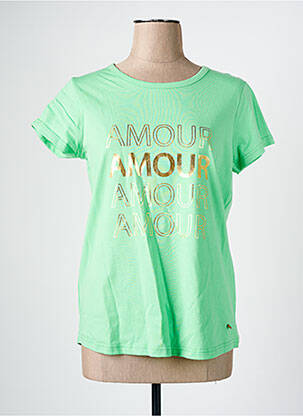 T-shirt sérigraphie manches courtes vert C'EST BEAU LA VIE femme