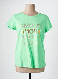 T-shirt sérigraphie manches courtes vert C'EST BEAU LA VIE femme