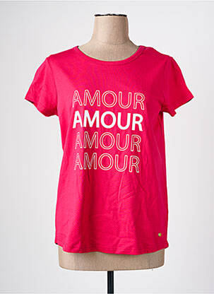T-shirt sérigraphie manches courtes rose C'EST BEAU LA VIE femme