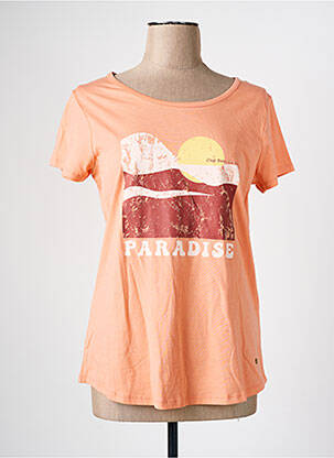 T-shirt sérigraphie manches courtes orange C'EST BEAU LA VIE femme