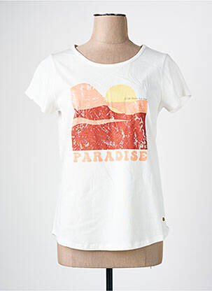 T-shirt sérigraphie manches courtes beige C'EST BEAU LA VIE femme