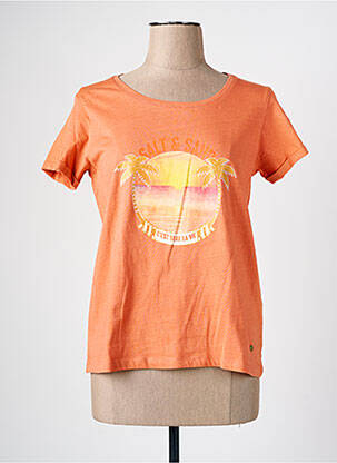 T-shirt sérigraphie manches courtes orange C'EST BEAU LA VIE femme