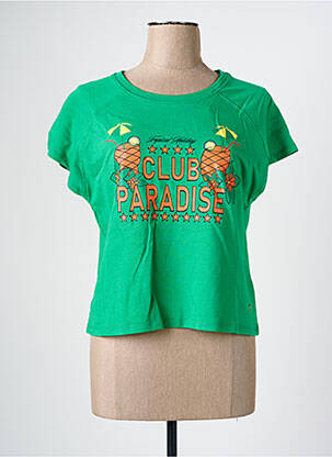 T-shirt coupe droite manches courtes vert C'EST BEAU LA VIE femme