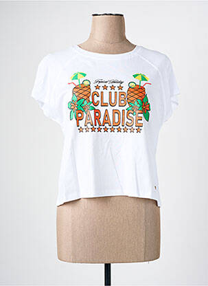 T-shirt coupe droite manches courtes blanc C'EST BEAU LA VIE femme